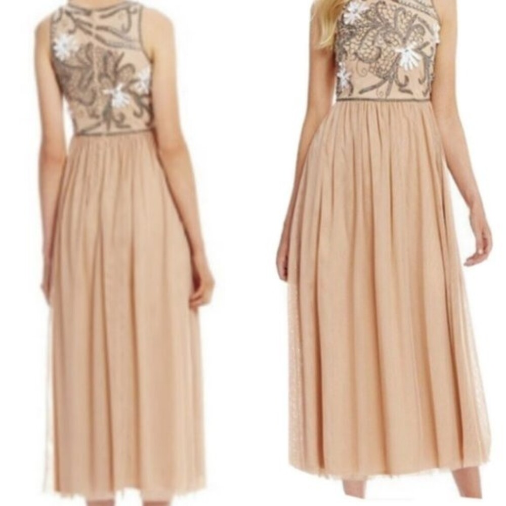Gianni Bini Elise Women's Sleeveless Beaded Bodice Midi Prom Wedding Dress - Picture 13 of 15